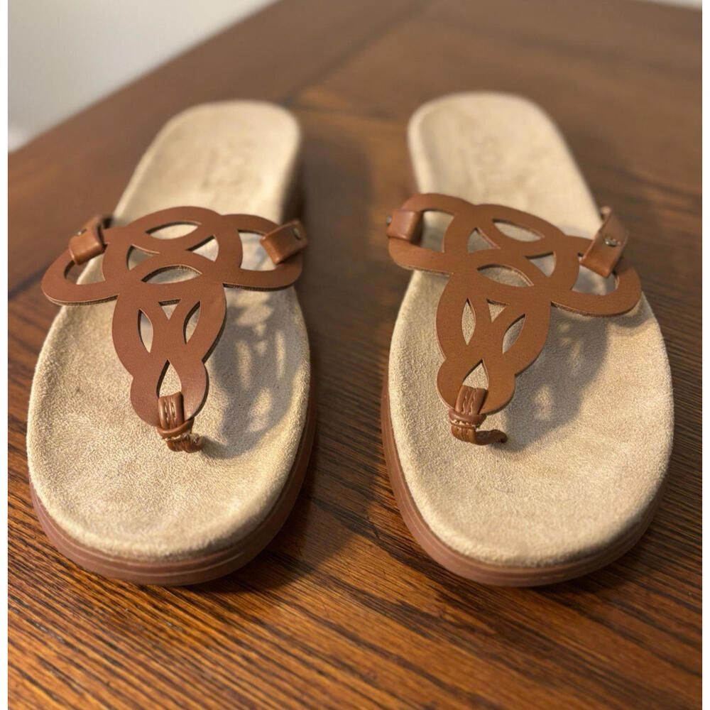 Naturalizer Soul Janice Sandals Women's Size 10M Cognac Brown Thong Shoes